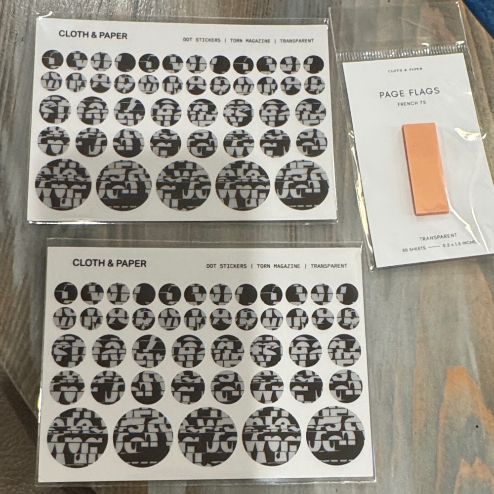 Cloth & Paper Black Dot Stickers & Peach Page Flags Set